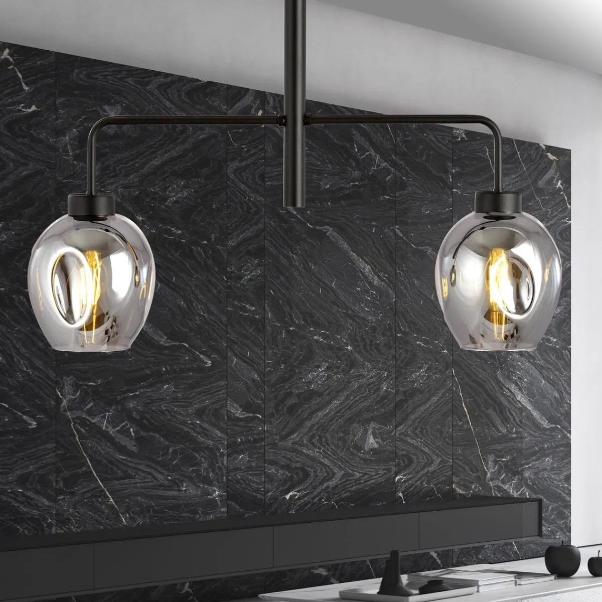 Kjøkkenbelysning Tak|Takpendler>Emibig Lukka takpendel 2 lys- Svart/Røykfarget Svart / Røyk