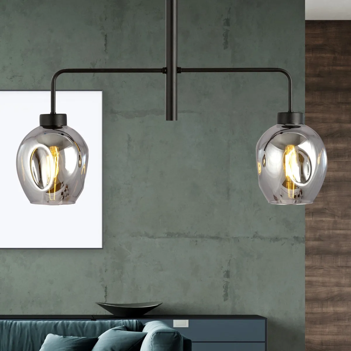 Kjøkkenbelysning Tak|Takpendler>Emibig Lukka takpendel 2 lys- Svart/Røykfarget Svart / Røyk