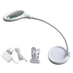 Arbeidslys>Halo Designs Magni mini bordlampe med clips og forstørrelsesglass 6W LED - Hvit