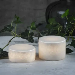 Bordlamper For Utendørsbruk|Bordlamper Ute>Unison Marble hvit bordlampe batteridrevet m/timer - Large