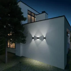 Utelamper Med Opp/Ned Lys>Norlux Matar vegglampe opp/ned utendørs 2x6W IP54 - Mørk Grå