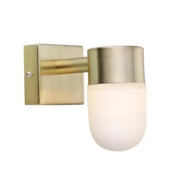 Baderomsbelysning Vegg>Marksløjd Menton vegglampe IP44 - Messing/opalhvit - Messing / Opal