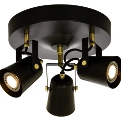 Kjøkkenbelysning Tak|Spotter & Skinner>Aneta Lighting Metz taklampe rund 3 spotter - Svart/Messing Svart / Messing