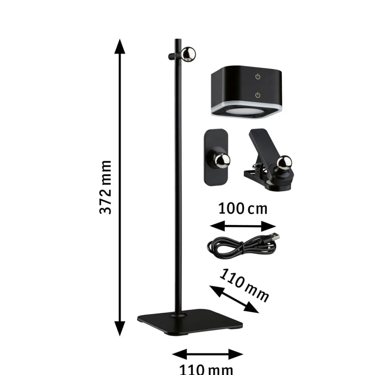 Oppladbare Bordlamper>Paulmann Mobil portabel bord/vegglampe oppladbar 1,6W 2700-6500 Kelvin