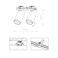 Kjøkkenbelysning Tak|Spotter & Skinner>Nowodvorski Mono dobbel innfelt takspot - Hvit/Gullfarget