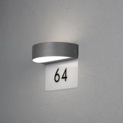 Utelamper - Veggskjold / Plafond>Konstsmide Monza vegglampe m/husnummer - Mørk Grå