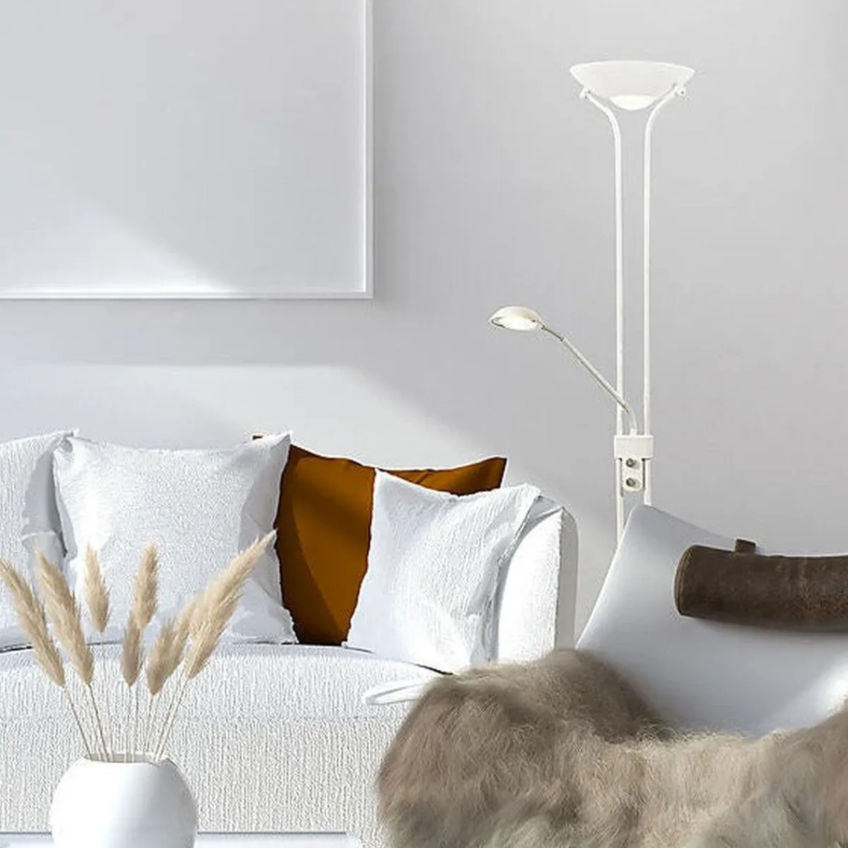 Leselamper Gulv|Uplight>Aneta Lighting Nice gulvlampe uplight med leselysarm