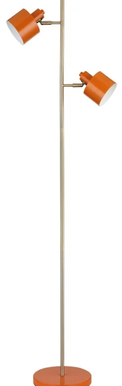 Leselamper Gulv>Dyberg Larsen Ocean gulvlampe 2-lys 160 cm - Oransje/Messingfarget Messing / Oransje