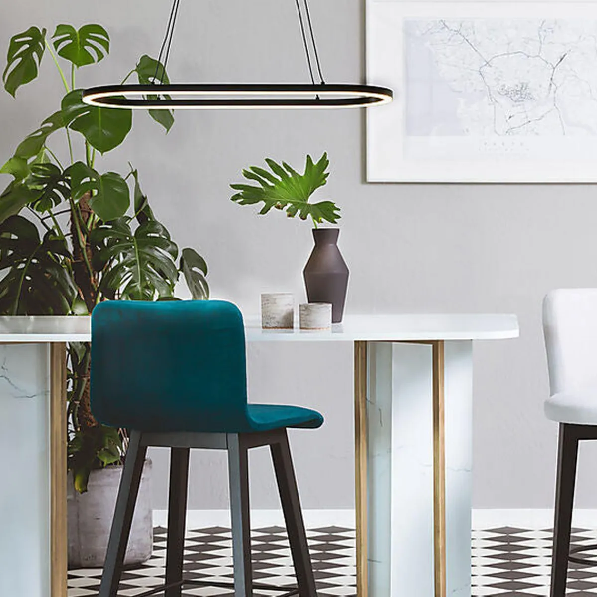 Kjøkkenbelysning Tak|Takpendler>Aneta Lighting Oda takpendel oval 3000 Kelvin Svart