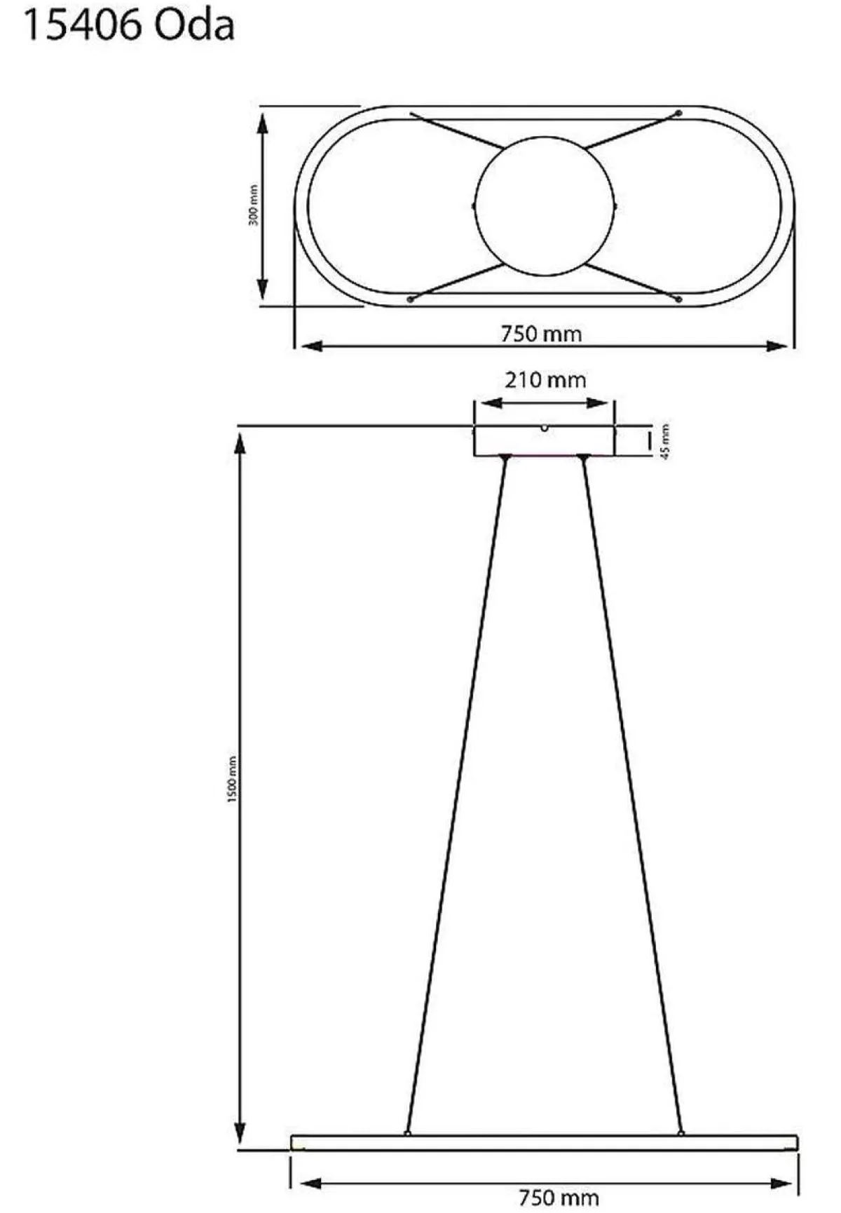 Kjøkkenbelysning Tak|Takpendler>Aneta Lighting Oda takpendel oval 3000 Kelvin Svart