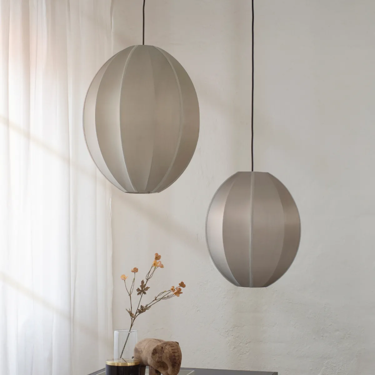Kjøkkenbelysning Tak|Takpendler>Oi Soi Oi Silkeskjerm Oval Large - Cashmere Grå / Cashmere