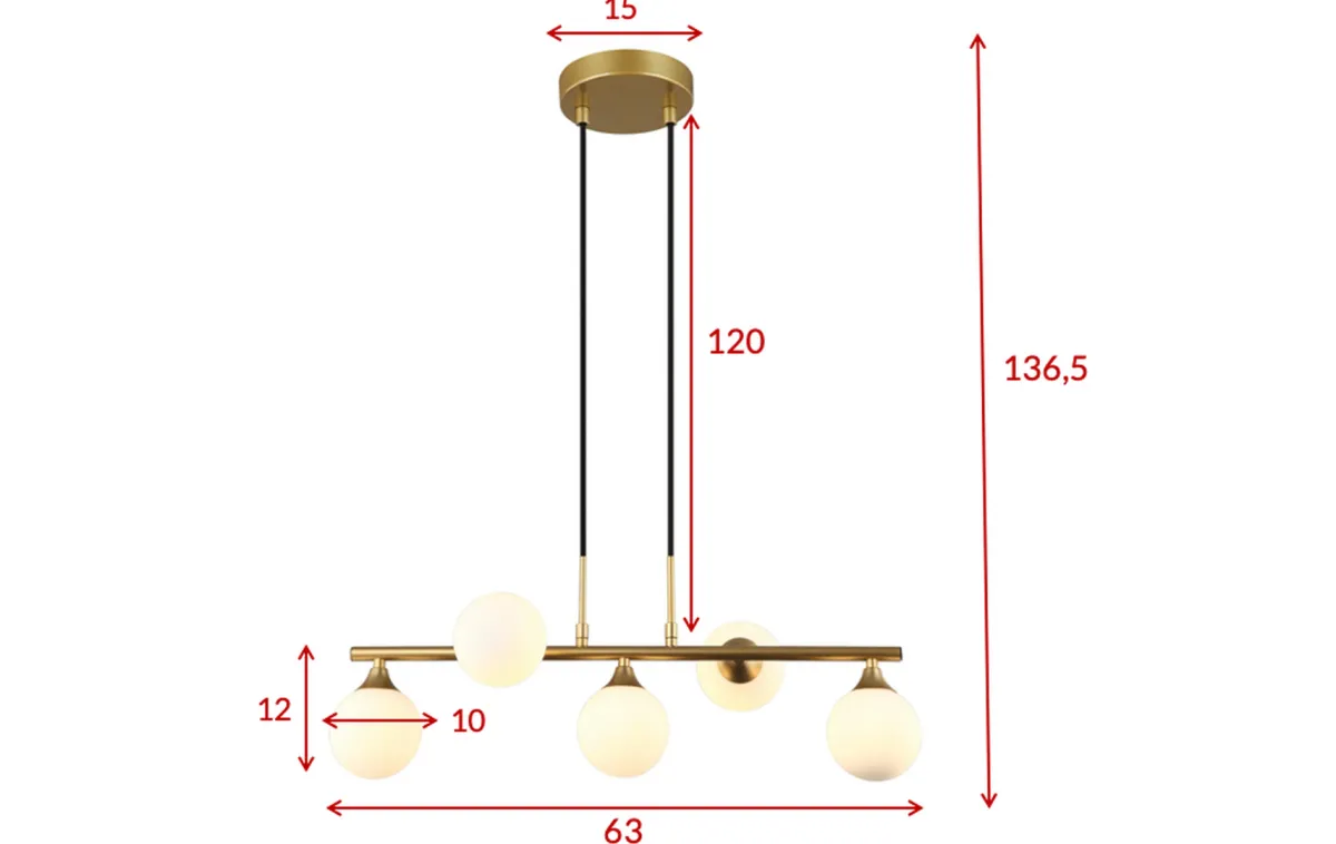 Kjøkkenbelysning Tak|Takpendler>Venture Home Orb takpendel 63 cm - Opal/Messingfarget
