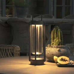 Lykter|Oppladbare Bordlamper>Konstsmide Otranto lanterne bord/gulv 44 cm IP54 oppladbar USB - Svart