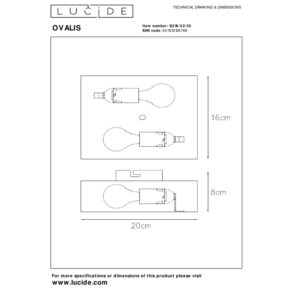Vegglamper Med Opp/Ned Lys>Lucide Ovalis vegglampe opp/ned