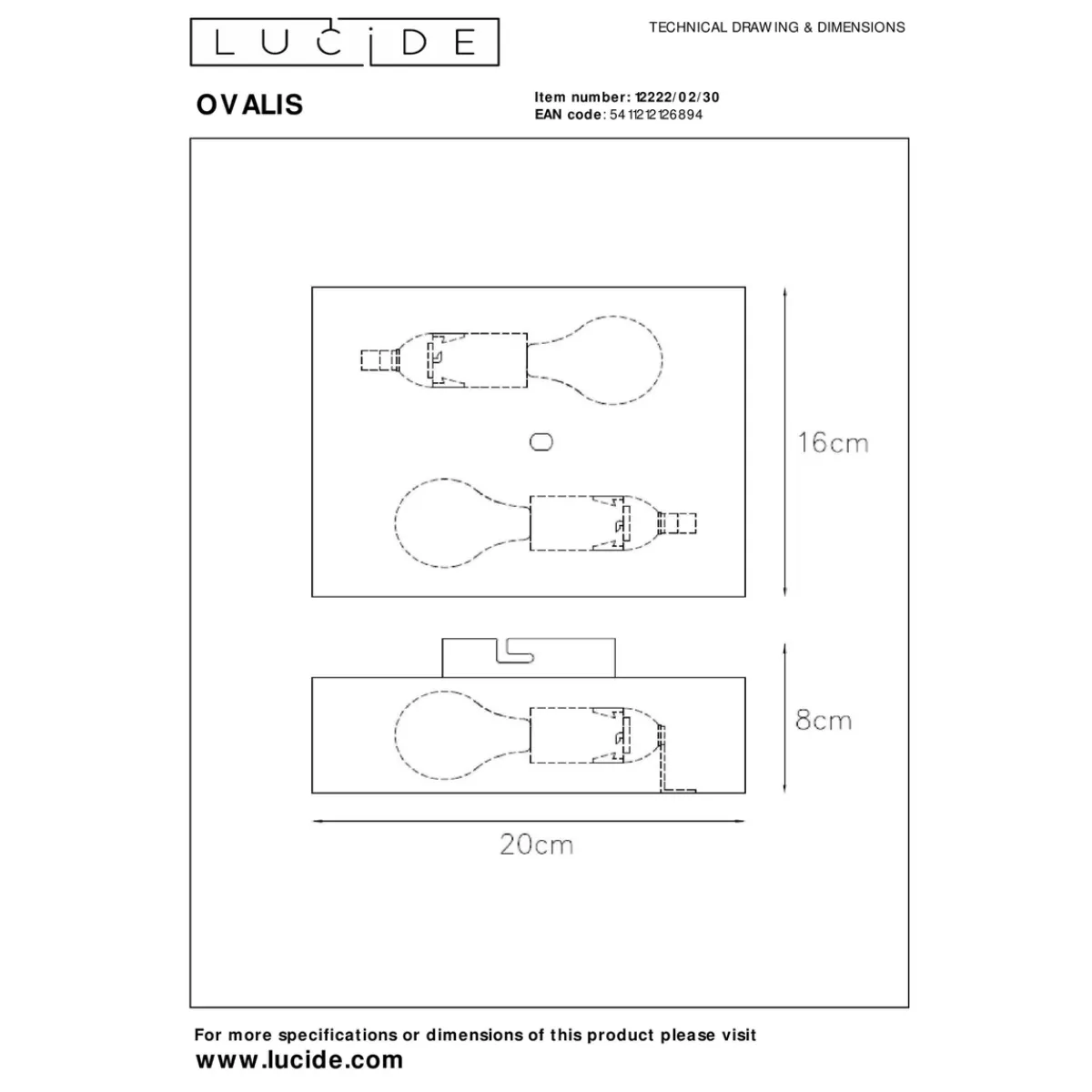 Vegglamper Med Opp/Ned Lys>Lucide Ovalis vegglampe opp/ned