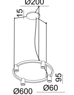 Kjøkkenbelysning Tak|Takpendler>NorDesign Oz K4 circular takpendel 60 cm - Svart/Gullfarget Svart / Gull