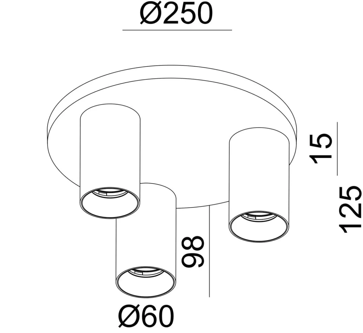 Kjøkkenbelysning Tak|Taklamper / Takplafonder>NorDesign Oz K3 rund taklampe 3-lys GU10