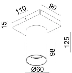 Kjøkkenbelysning Tak|Spotter & Skinner>NorDesign OZ K1 taklampe med 1 spott - hvit/Svart Hvit / Svart
