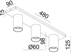 Kjøkkenbelysning Tak|Spotter & Skinner>NorDesign OZ K3 taklampe med 3 spotter - hvit/Svart Hvit / Svart