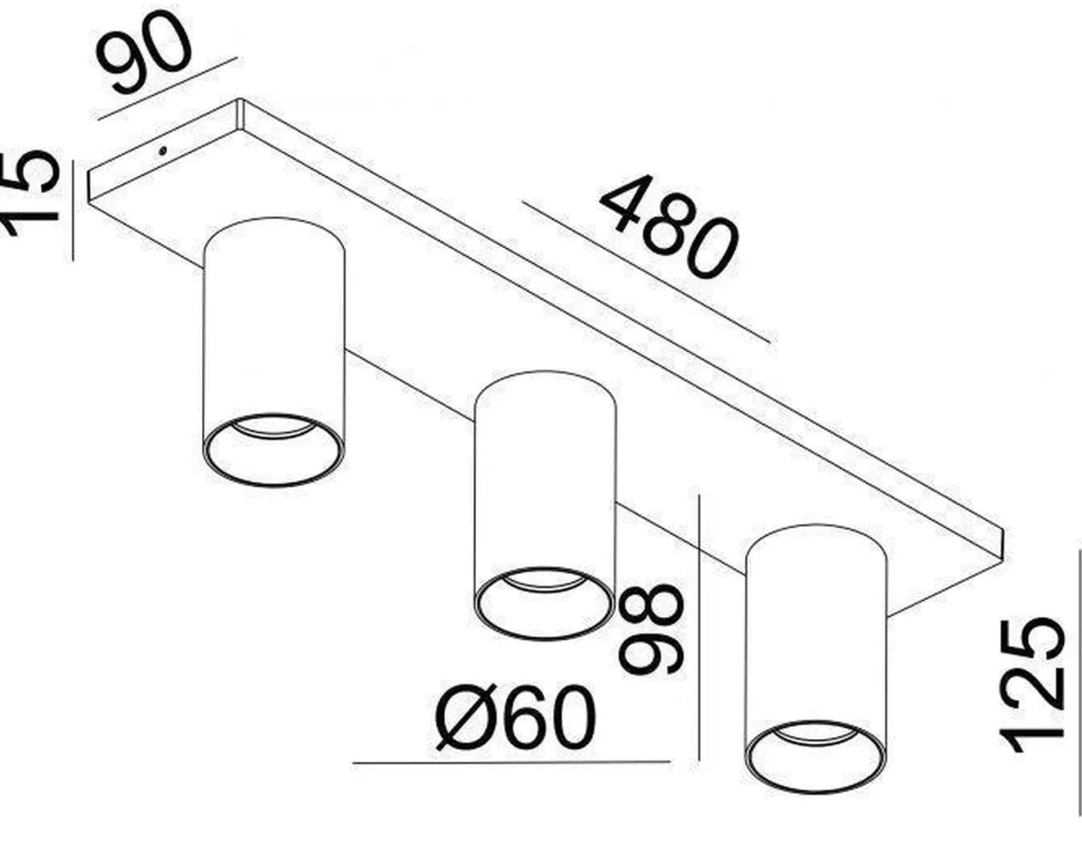 Kjøkkenbelysning Tak|Spotter & Skinner>NorDesign OZ K3 taklampe med 3 spotter - hvit/Svart Hvit / Svart