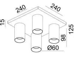 Kjøkkenbelysning Tak|Spotter & Skinner>NorDesign OZ K4 taklampe med 4 spotter - Hvit
