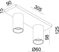 Kjøkkenbelysning Tak|Spotter & Skinner>NorDesign OZ K2 taklampe med 2 spotter - Svart