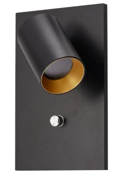 Leselamper|Vegglamper Med Usb>NorDesign Oz K1 vegglampe m/USB - Svart/Gullfarget Svart / Gull