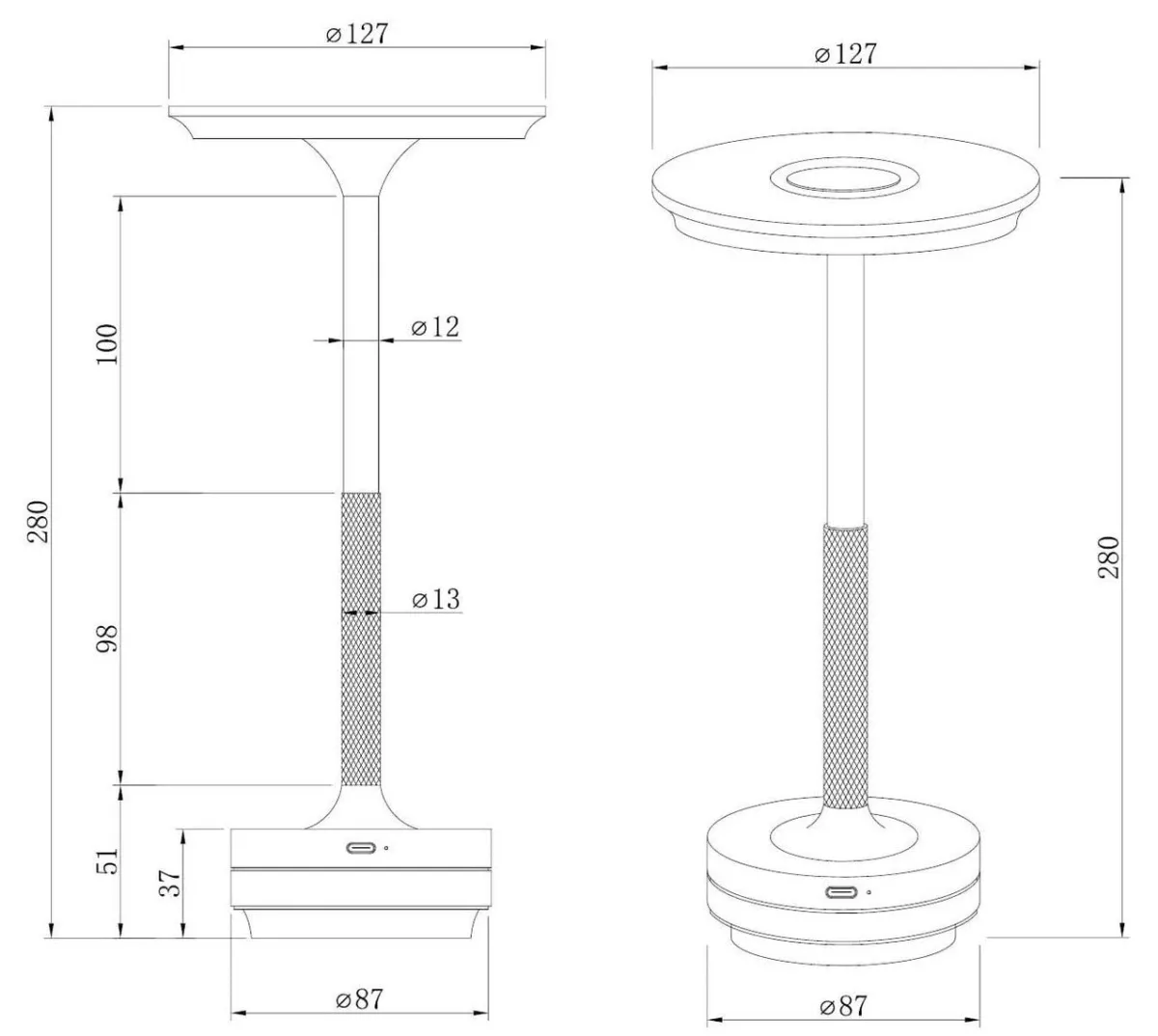 Oppladbare Bordlamper>NorDesign Pamir bordlampe 3W IP20 - Oppladbar