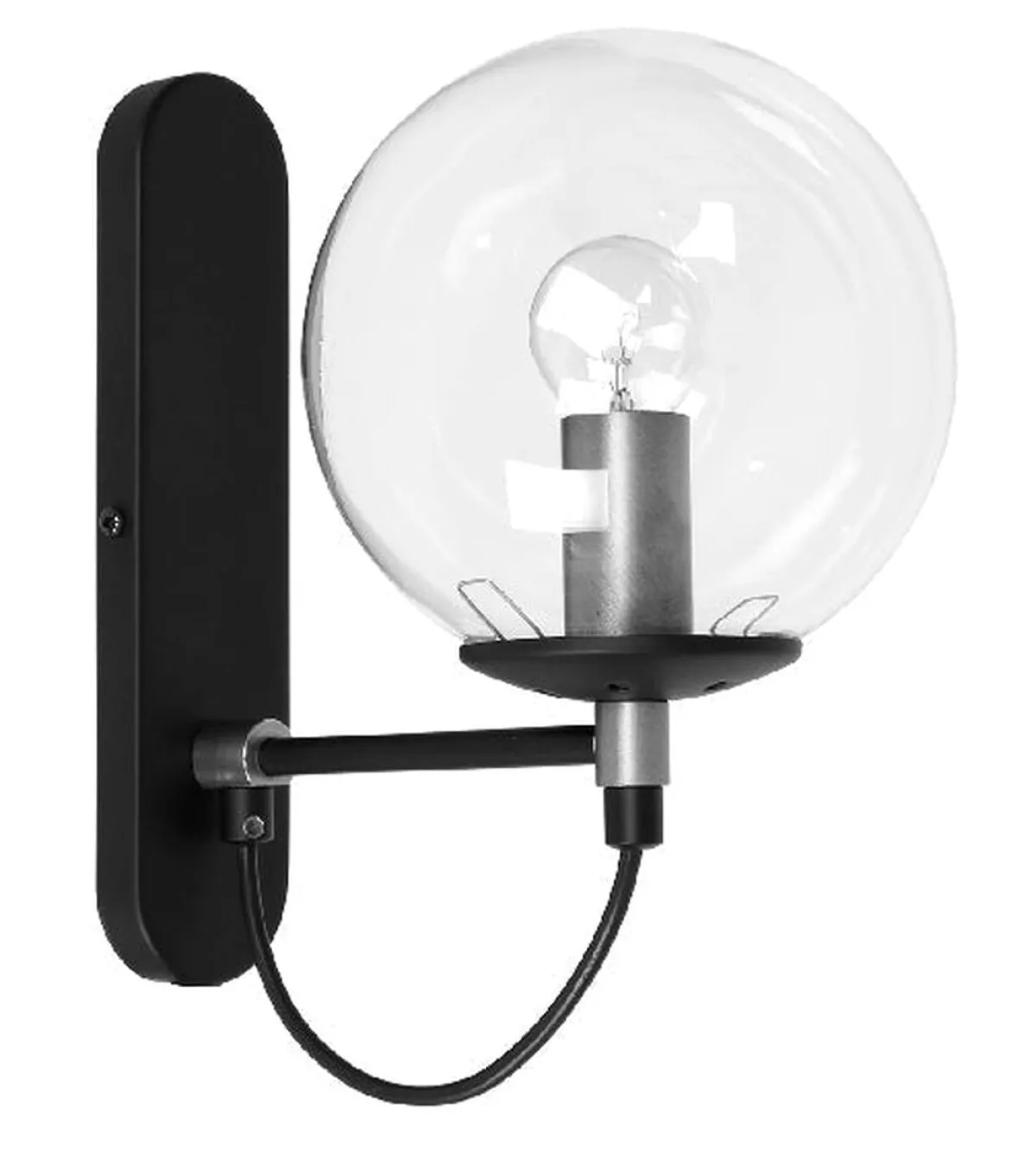 Interiørlamper>Hallbergs Perla vegglampe - Svart/Klar/Sølvfarget Sølv / Svart