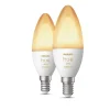 Led-Smartlyspærer|Led-Pærer E14 Sokkel>Philips Hue B39 E14 lyspære 5,2W 2200-6500K White Ambiance - 2 pakning