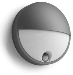 Utelamper - Veggskjold / Plafond>Philips myGarden Capricorn vegglampe utendørs IP44 6W LED m/bevegelses sensor IR - Antrasitt