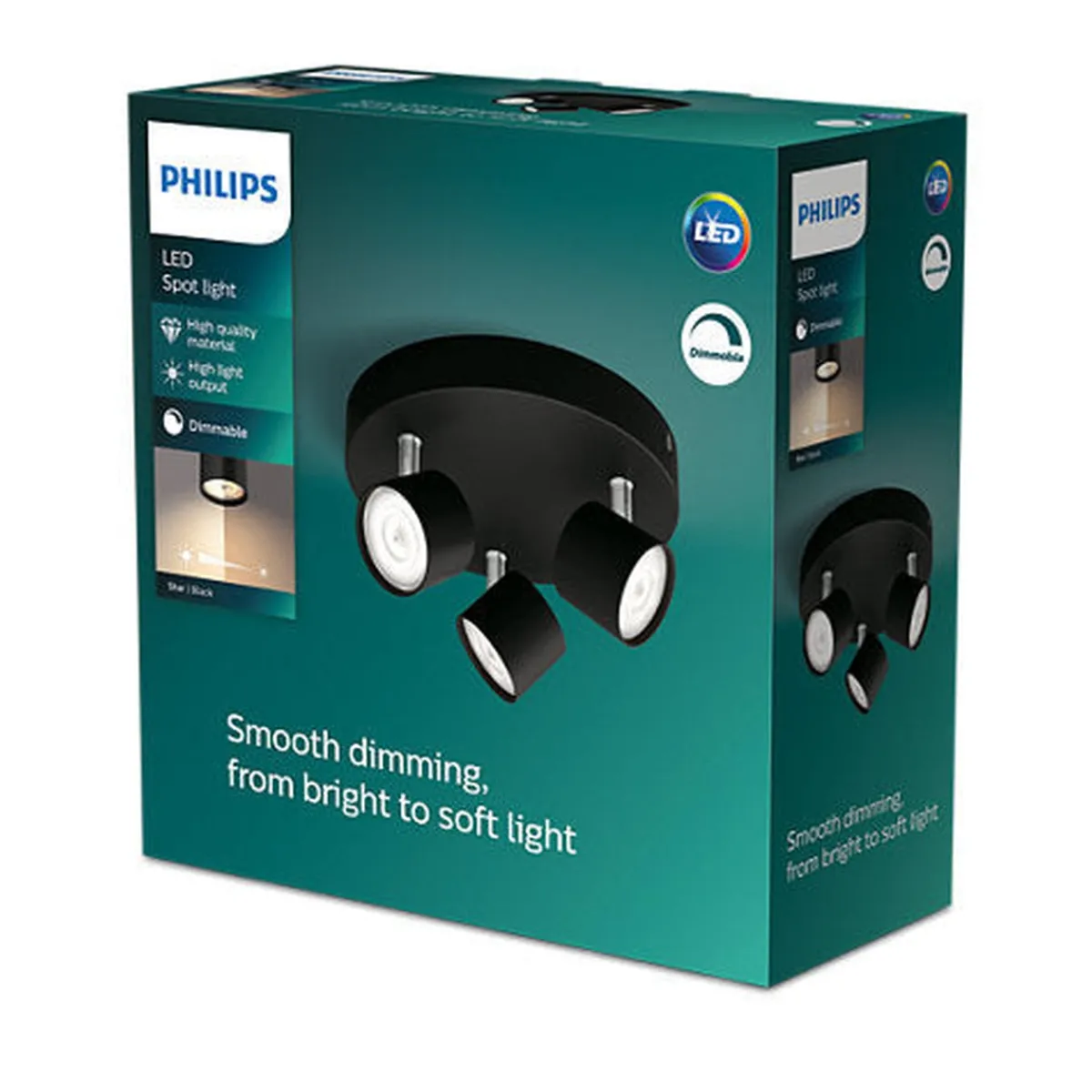 Kjøkkenbelysning Tak|Spotter & Skinner>Philips myLiving star rund taklampe 3x4,5W 2700 Kelvin dimbar - Svart
