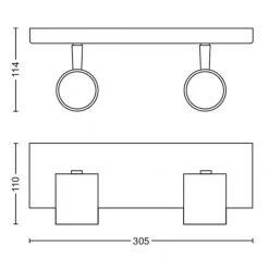 Kjøkkenbelysning Tak|Spotter & Skinner>Philips Runner taklampe 2 spot - Svart