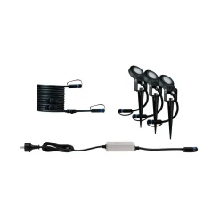 Spot På Spyd|Plug & Shine System>Paulmann Plug & Shine Sting spot med spyd 6,4W 3000 Kelvin IP67 - 3 pakning startsett Antrasitt