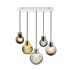 Kjøkkenbelysning Tak|Takpendler>Hadeland Glassverk Rav Krystallkuler 5 stk - Baldakin Hvit