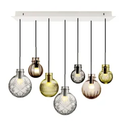 Kjøkkenbelysning Tak|Takpendler>Hadeland Glassverk Rav Krystallkuler 7 stk - Baldakin Hvit