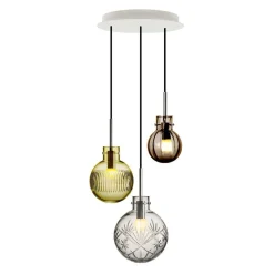 Kjøkkenbelysning Tak|Takpendler>Hadeland Glassverk Rav Krystallkuler 3 stk - Baldakin Hvit