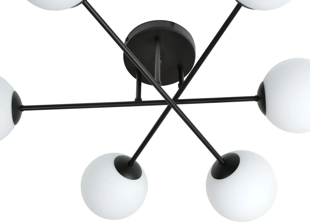 Kjøkkenbelysning Tak|Taklamper / Takplafonder>Emibig Roma taklampe 6-lys - Svart/Opal Svart / Opal