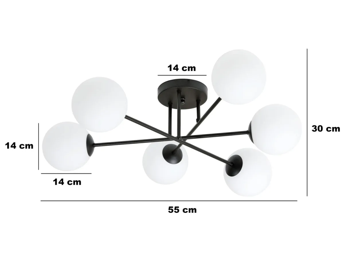 Kjøkkenbelysning Tak|Taklamper / Takplafonder>Emibig Roma taklampe 6-lys - Svart/Opal Svart / Opal
