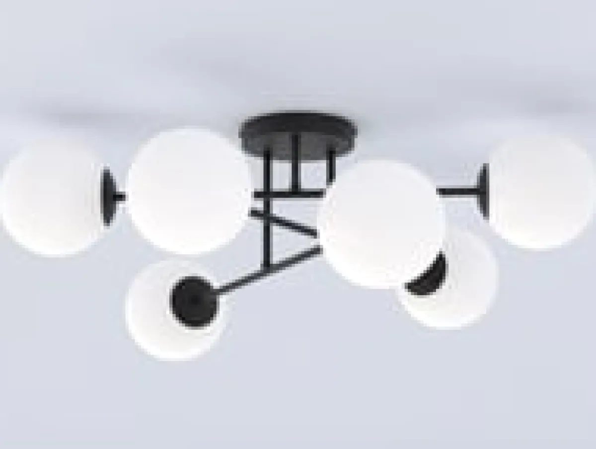Kjøkkenbelysning Tak|Taklamper / Takplafonder>Emibig Roma taklampe 6-lys - Svart/Opal Svart / Opal