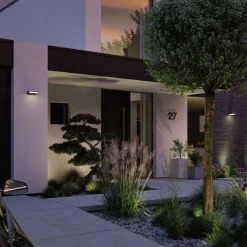 Solcellebelysning|Utelamper Med Opp/Ned Lys>Paulmann Ronas vegglampe utendørs 3,4W 3000 Kelvin m/bevegelses sensor - Solcelle Mørk grå