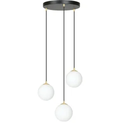 Kjøkkenbelysning Tak|Takpendler>Emibig Royal takpendel 3-lys - Svart/Opal/Gullfarget Svart / Opal