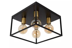 Kjøkkenbelysning Tak|Taklamper / Takplafonder>Lucide Ruben taklampe 36x36 cm 4-lys - Svart/Gullfarget Svart / Messing