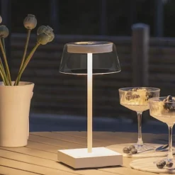 Bordlamper For Utendørsbruk|Bordlamper Ute>Konstsmide Scilla bordlampe 27 cm IP54 oppladbar USB - Hvit