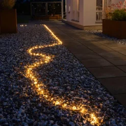 Juletrelys Inne>Konstsmide ShineLine 200 amber micro led slynge 20 meter IP44 - Utendørs Svart