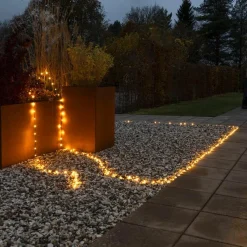 Juletrelys Inne>Konstsmide ShineLine 100 amber micro led slynge 10 meter IP44 - Utendørs Svart