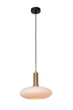 Kjøkkenbelysning Tak|Takpendler>Lucide Singala takpendel 30 cm - Svart/Opal/Messingfarget Svart / Opal