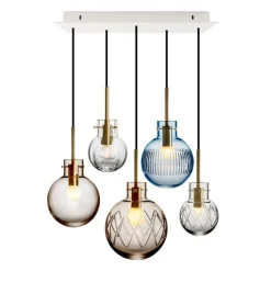 Kjøkkenbelysning Tak|Takpendler>Hadeland Glassverk Skjærgård Krystallkuler 5 stk - Baldakin Hvit