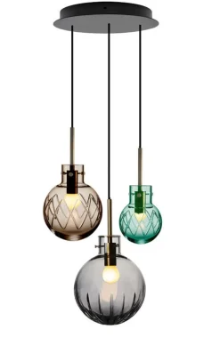 Kjøkkenbelysning Tak|Takpendler>Hadeland Glassverk Skumring Krystallkuler 3 stk - Sort Baldakin Blå