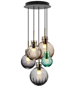 Kjøkkenbelysning Tak|Takpendler>Hadeland Glassverk Skumring kuler 5 stk - Sort Baldakin Krystall